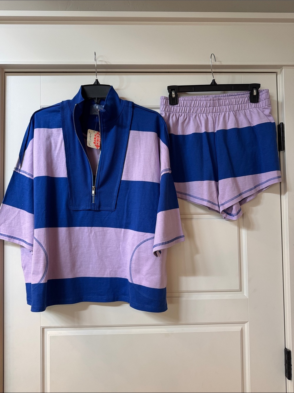 NWT: Free People Retro Rugby Set in Electric & Lavendar 💙💜 SZ: S